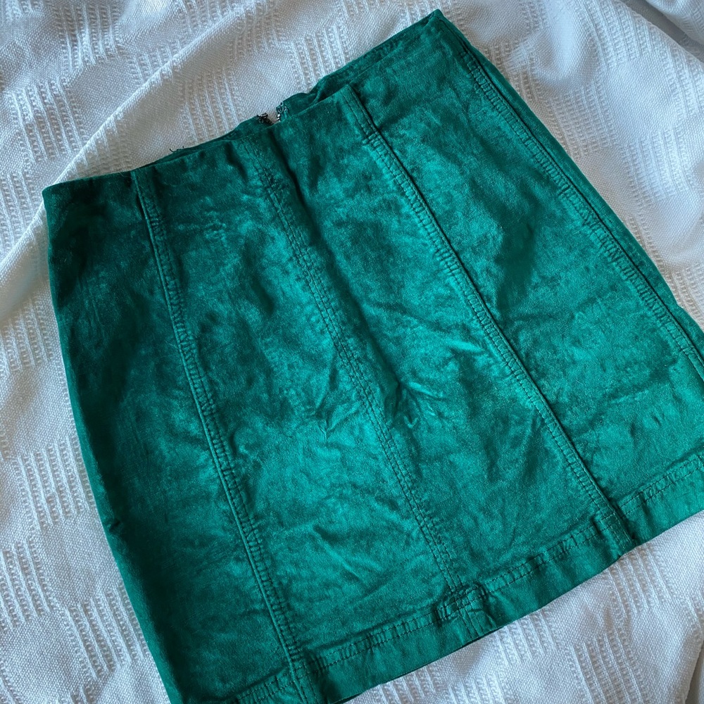Free People Emerald Velvet Mini Skirt